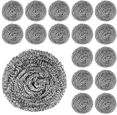 MAKTSAM 80 Pack 6.5cm Stainless Steel Scourer, Stainless Steel Scrubber Wire Scourers, Pan Scourers, Steel Wool Scrubber Pad for Tough Cleaning