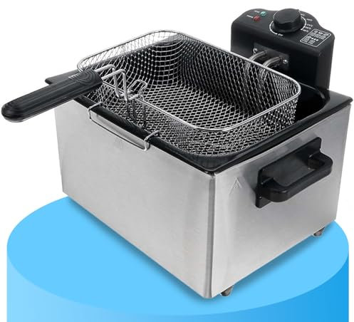 Dekohome Freidora Aceite 5 litros, 2000 W, Tapa con Ventana Transparente, Cubeta Extraible de Gran Capacidad, Freidora Eléctrica de Acero Inoxidable, Diseño Profesional, Indicador de Temperatura