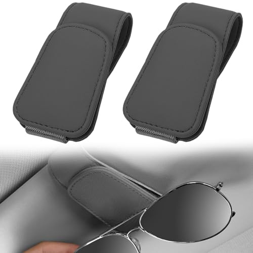 FAINCA Glasögonhållare Bil 2 stycken Magnetiskt PU-material 9,5 x 4,5 cm | Bilglasögonhållare visir glasögonhållare bil solglasögonhållare för solskydd kreditkort visitkort