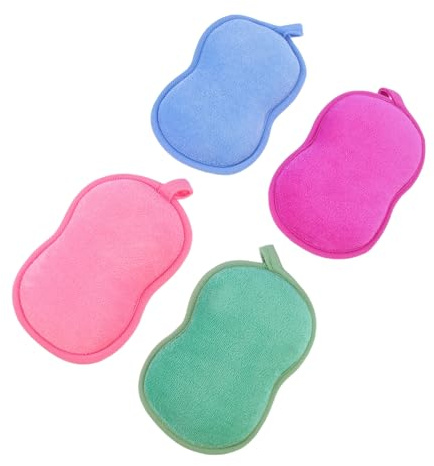 FRCOLOR 4pièces Éponges De Bain Exfoliantes Pour Garçon Fille Et Adultes Nettoyantes Et Amusantes Pour Douche Bain