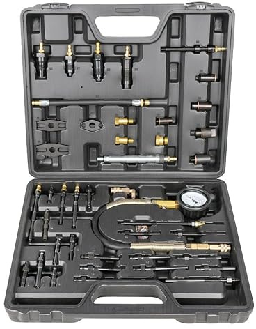 Kit Misuratore di Compressione Diesel Professionale, Manometro 700 PSI, Set Completo con Adattatori e Valigetta, per Diagnostica Motori