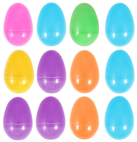 Ezranova 12 Colourful Fillable Plastic Surprise Easter Eggs for Egg Hunt Treats, Chocolates and Party Bag Fillers（color mixed）