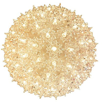 Novelty Lights 7.5in 100 Light Starlight Sphere, Clear, Large Ornament Ball Light, 5ft Hanging Cord with S Hook, 12ft Power Cord with Stackable Plug, Commercial Grade