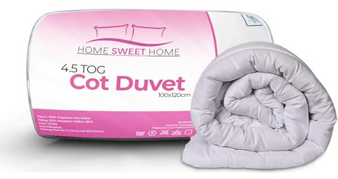 Home Sweet Home UK 4.5 Tog Cot Duvet – 100% Microfibre Anti-Allergy Toddler Duvet – Breathable & Lightweight Baby Quilt 100x120cm - Machine Washable Cot Quilt