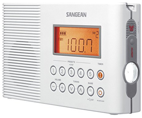 Sangean H201 Portable AM/FM/Weather Alert Digital Tuning Waterproof Shower Radio (Renewed)