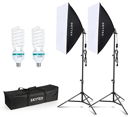 Skytex Softbox Lighting Kit 2Pack, 20x28in Soft Box | 135W 5500K E27 CFLBulb Continuous Photography Lighting, Photo Studio Lights Equipment for Camera Shooting, Video Recording