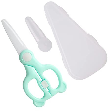 Food Scissor Ceramic Scissor Baby Food Supplement Scissor with Protective Cover and Travel Case for Noodles Meat Chicken Veggies and Fruits