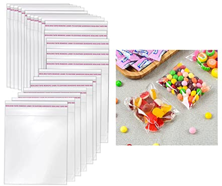 Bolsas celofán transparente, bolsas de plástico cierre autoadhesivas, bolsas autoadhesivas de embalaje para joyas, regalos y chuches. (7 X 10 Cm (200 Piezas))