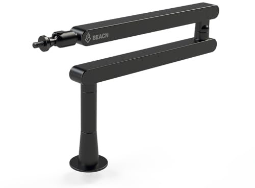 BEACN Mic Stand - Studio-Quality Low Profile Adjustable Microphone Arm with 360° Rotation, Cable Management, Easy Clamp, Universal Fit For Streaming, Podcasting, Gaming (Dark)