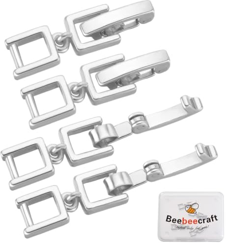Beebeecraft 1 caja 6 cierres Plegables de Latón Chapado En Platino de 29.(118) in Extensores de Pulsera Cierres de Pulsera para Pulsera Collar Fabricación de Joyas DIY