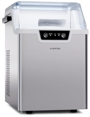 Klarstein Macchina per cubetti di ghiaccio per casa, campeggio e gastro, 200 W, piccola macchina per cubetti di ghiaccio, funzionamento rapido, 4 minuti, display LED, macchina per ghiaccio veloce per