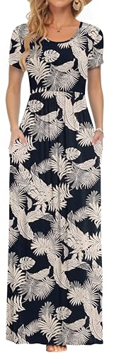 AUSELILY Maxi Dress for Women Summer Casual Long Dress Forest Leaf A M