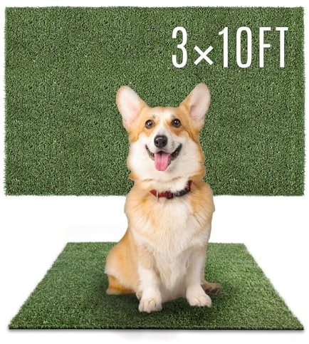 SUNTURF Dog Grass Pads 3 x 10 FT, 0.4 Artificial Grass Pee Pads for Dogs Potty Extra Large Fake Grass Rug Turf Mat for Dogs Training Garden Lawn Artificial Grass Rug Indoor Outdoor