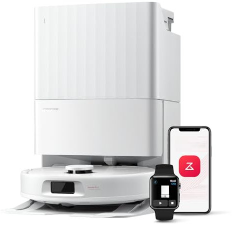 roborock Qrevo Serie Saugroboter mit Wischfunktion&Hebarem Wischmopp, 8000Pa Saugkraft(verbessert von Qrevo S), Anti-Verfilzungs-Seitenbürste, Hindernisvermeidung, All-in-One Dock, Weiß(QV 35A)