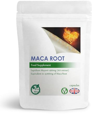 100 Capsules - Maca Root 4000mg - Popular Peruvian Maca - High Potency Herbal Booster for Women & Men - Black Macca Root Powder Extract Capsules