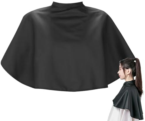 Capa impermeable para teñir el cabello, capas cortas de peluquería, bata de corte de pelo negra, capa de corte de peluquería impermeable, chal de corte de pelo, delantal de maquillaje para peluquería