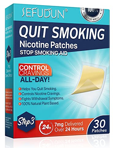 Nicotine Patches to Quit Smoking Step 3, 7mg - Stop Smoking Aids Patches, Stop Smoking Aids That Work with 2 Weeks, Delivered Over 24 Hours Transdermal System-30pcs