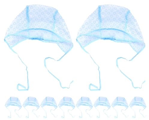 FRCOLOR Cuffie per Mèches con Fori per Tintura Chioma, Cappelli Coloranti Blu con Mantello Protettivo, Set da 10 Pezzi per Uso Domestico e Salone, Strumenti Portatili per Colpi di Sole