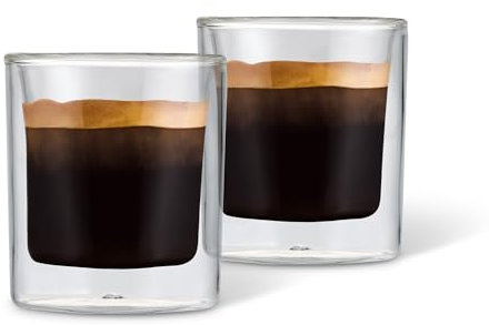 Tchibo Qbo 2er Espresso Gläser, hochwertiges Glas, mundgeblasen, gelasertes Qbo-Logo, heiß und kalt genießen
