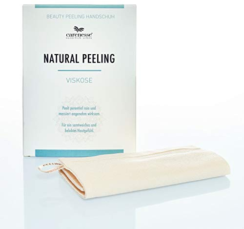Carenesse Natural Peeling Peelinghandschuh Viskose I Körperpeeling porentief I Hamam Peeling Handschuh natürlich & effektiv I Body exfoliating glove I Massagehandschuh ohne Chemie & Plastik