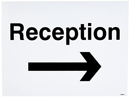Caledonia Signs 17596K Schild „Reception“ Pfeil links, fester Kunststoff, 400 mm x 300 mm, englische Version