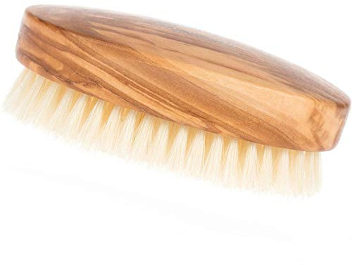 Fendrihan Men's Olivewood Military Hairbrush with EXTRA SOFT Light Bristles - Made in Germany