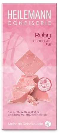 Heilemann Ruby Chocolate pur – 80 g Ruby-Schokolade Tafel aus Ruby-Kakao – zartschmelzend, rosa, fruchtig-beerig – ohne Farbstoffe, ohne Fruchtaromen