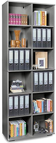 mutatio Regal Groß - Aktenregal - Ordnerregal [Viel Platz für Ordner] Standregal - Bücherregal - Grau ca. B80,2cm x H214,7cm x T35cm| Büromöbel