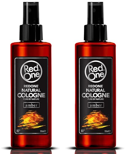 Redone Aftershave Natural Spray Barber Cologne Ambre 2 x 150 ml | Parfum longue durée | Produit de soin de qualité supérieure pour homme | Lot de 2