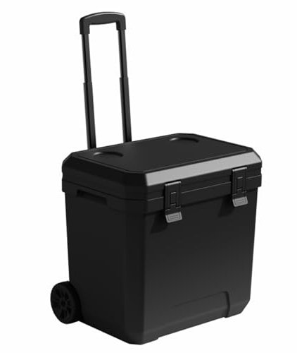 40 Liter Kühlbox,Gefrierbox,Teleskop-Zugstangen,PU-Schaum-Isolierung,Kältekonservierung für ca. 72 Stunden,Solide Konstruktion,Belastbarkeit bis zu 80 Kg,46,5 x 40,5 x 46cm,Schwarz/Weiß (Black)