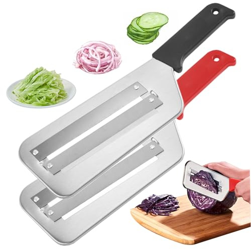 2 st salladshackare, kåldokumentförstörare rostfritt stål blad kålskivare dokumentförstörare glidsäker kålskärare dubbelskikt kål strimlad för grönsaker och frukt svart och röd