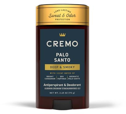 Cremo Deodorant & Antiperspirant for Men, Palo Santo, 2.65 oz