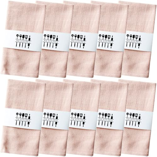 10 Pezzi Tovaglioli in Tessuto di Lino Riutilizzabili 40 x 40 cm Lavabili Decorazione da Tavola per Cucina Feste Ristorante Matrimonio Compleanno(Rosa)