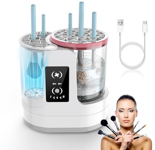 Gerbala Nettoyeur Pinceau Maquillage avec Séchage, 3-in-1 Lave Pinceaux Maquillage Électrique, Portable Automatique, Alimenté par USB, Nettoyage Efficace, pour Pinceaux Cosmétiques de Toutes Tailles