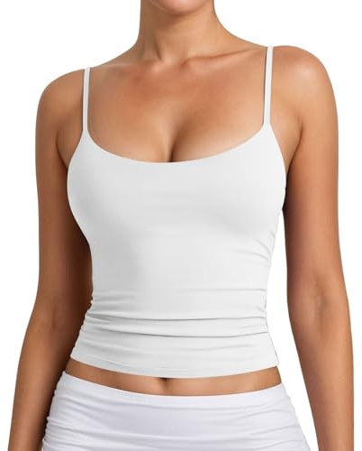 Générique Débardeur Femme Gilet Casual D'été Basique Bretelles Spaghetti Haut De Yoga Débardeurs Sport Doux Et Respirant Et Elegant Caraco Ajusté Col En U Tank Tops (White, XS)