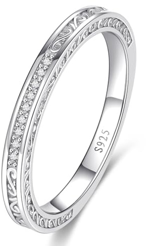 Yaresul Vintage Celtic Knot Wedding Bands for Women 925 Sterling Silver Eternity Band Rings, Round Cut Cubic Zirconia Eternity Band Size 7