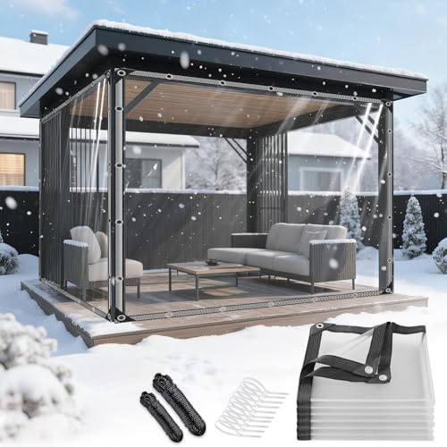 GPCHZM Clear Tarpaulin Waterproof Heavy Duty 2mx3m PVC Transparent Sheet with Reinforced Edges & Eyelets for Camping,Garden,Gazebo & Outdoor Roof Protection