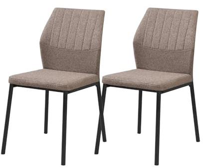 JoyyeSpace Esszimmerstühle 2er Set, Küchenstuhl, Polsterstuhl Stühle, Esszimmer Sitzfläche aus Polyester, für Esszimmer, Wohnzimmer, Schlafzimmer, Braun