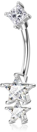 Agrewd Minimalist Rook Piercing Jewellery Star Silver Eyebrow Piercing Jewelry 16G 316l Stainless Steel Tragus Curved Barbell Rook Eyebrow Bar for Women 6mm