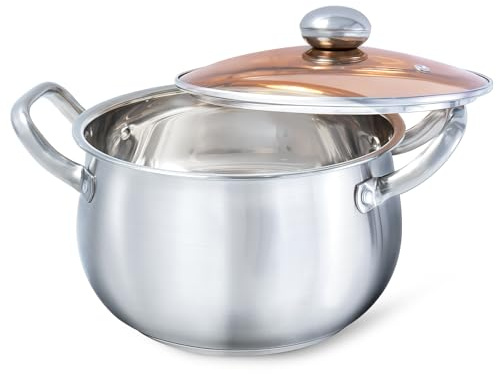 HOUSLUX Pot Plus Large Cooking Pot with Glass Lid Suitable for All Hobs (21 cm)
