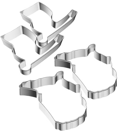 Housoutil 4pcs Usa Flag and Map Cookie Cutters Set, Stainless Steel Patriotic Fondant and Biscuit Molds for Memorial Day Baking, Home Kitchen Party Supplies
