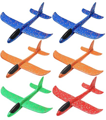 Foam Glider Planes for Kids, 6 Pack Foam Aeroplanes, Outdoor Flying Toys with Durable Construction, Lightweight Foam Airplanes for Recreational Play, Easy Launch Design for Smooth Flight Performance