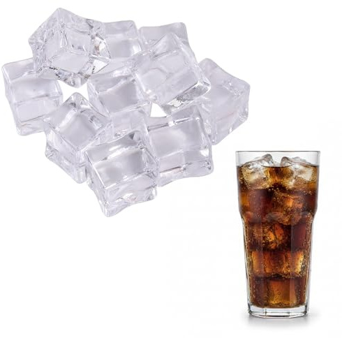 Thfaeyta 20Pcs 18mm Square Reusable Ice Cubes, Plastic Fake Ice Cubes for Vase Fillers, Table Scatter, Party Favor, Wedding Decoration, Photography Props, Food Display, DIY crafts