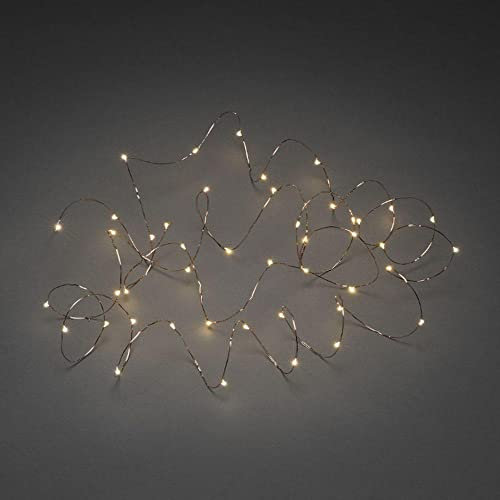 Konstsmide LED Tropfenlichterkette, 100 bernsteinfarbene Dioden, 3V Innentrafo, kupferfarbener Draht - 6387-860