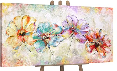 YS-Art Quadro acrilico su tela dipinto a mano Bellissimo Struttura moderna decorazione murale Immagine da parete colori vivaci 120x60 cm