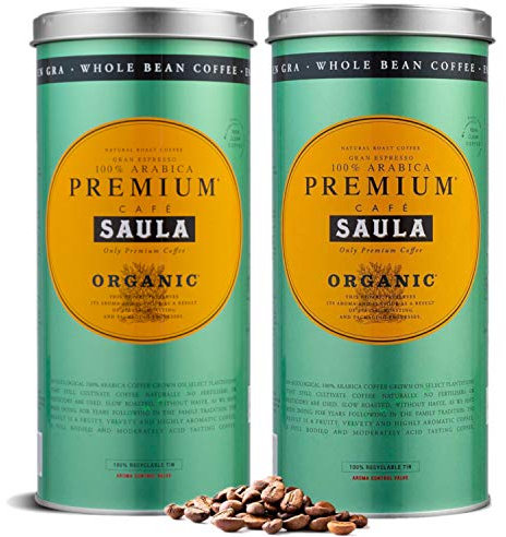 Café Saula grano Premium Ecológico 100% arábica - Pack 2 botes de 500 gr