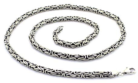 mysilverworld Solid 925 Sterling Silver Men's King Byzantine Round Chain Necklace (50, Thickness: 4.5mm)