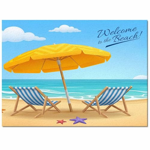 Area Rug Non Slip Rug Pad Floor Mat 60 x 96 Inch Summer Bbeach Umbrella Deckchairs Ocean Pattern Bedside Rug Decorative Carpet for High Traffic Areas Dining Room Office