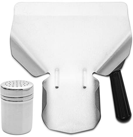 Popcorn Scoop and Salt Dredger Bundle - Stainless Steel Set, Non-Slip Handle, Twist Off Lid, No More Waste