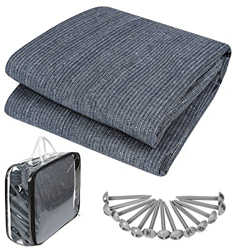 HENGMEI Vorzeltteppich, Camping Matte HDPE Hochwertige Markisenteppich mit Aluminiumschlaufen, Zeltunterlage mit Tragetasche, bläulich-grau, 4x5m